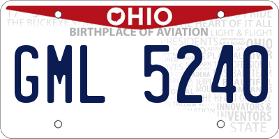 OH license plate GML5240