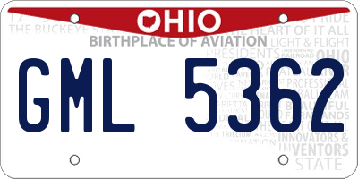 OH license plate GML5362