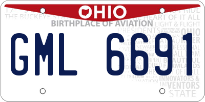 OH license plate GML6691