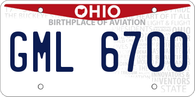 OH license plate GML6700