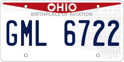 OH license plate GML6722