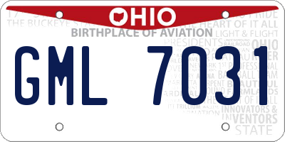 OH license plate GML7031