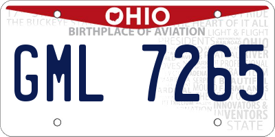 OH license plate GML7265