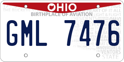 OH license plate GML7476