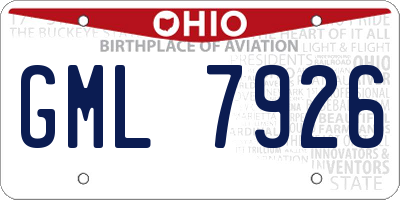 OH license plate GML7926
