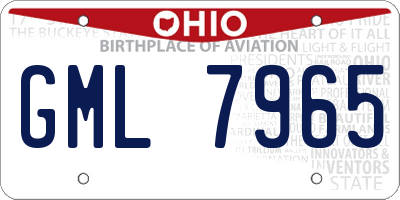 OH license plate GML7965