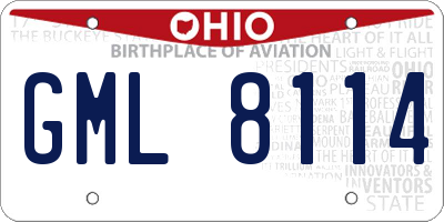 OH license plate GML8114
