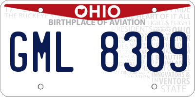 OH license plate GML8389