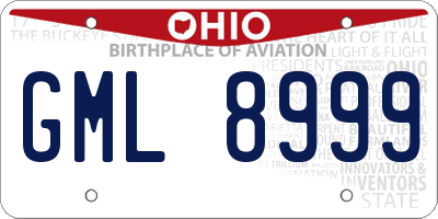 OH license plate GML8999