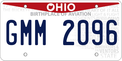 OH license plate GMM2096