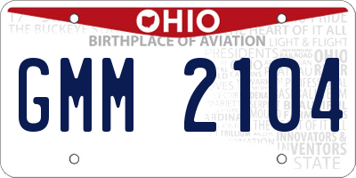 OH license plate GMM2104