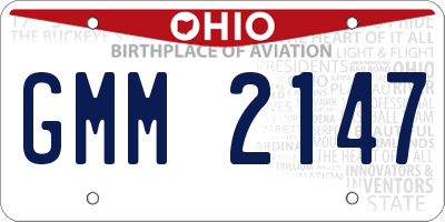 OH license plate GMM2147