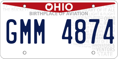 OH license plate GMM4874