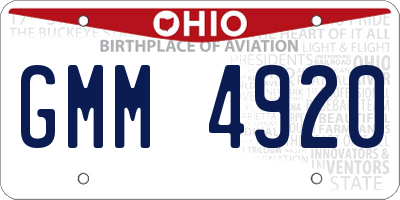 OH license plate GMM4920