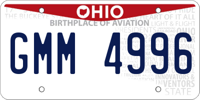 OH license plate GMM4996