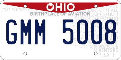 OH license plate GMM5008