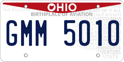 OH license plate GMM5010