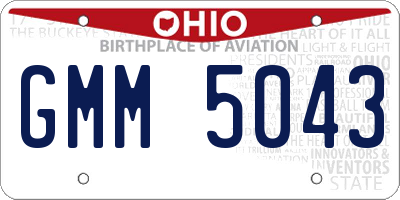 OH license plate GMM5043