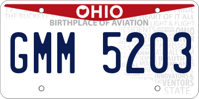 OH license plate GMM5203