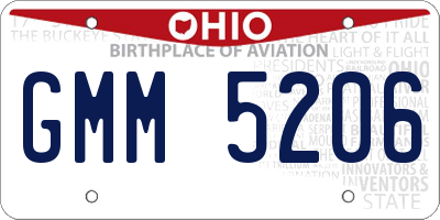 OH license plate GMM5206