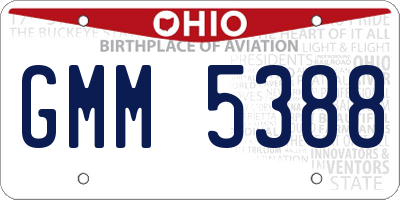 OH license plate GMM5388