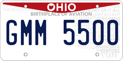 OH license plate GMM5500