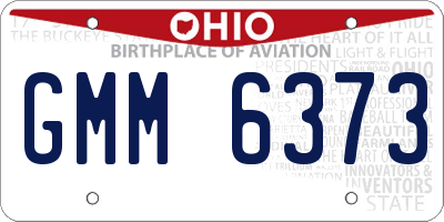 OH license plate GMM6373
