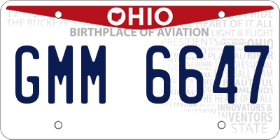 OH license plate GMM6647