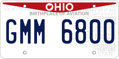 OH license plate GMM6800