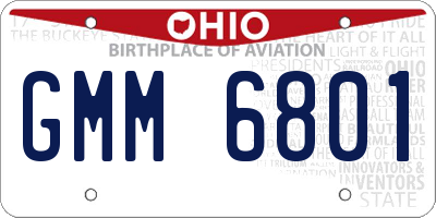 OH license plate GMM6801