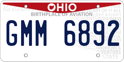 OH license plate GMM6892