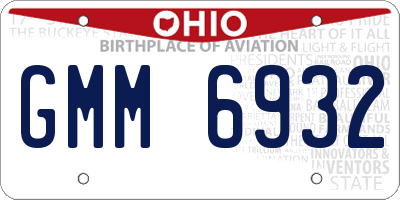 OH license plate GMM6932