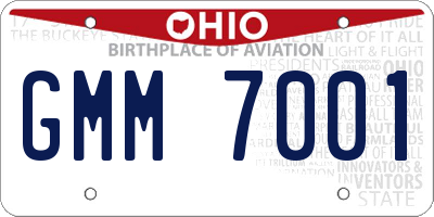 OH license plate GMM7001