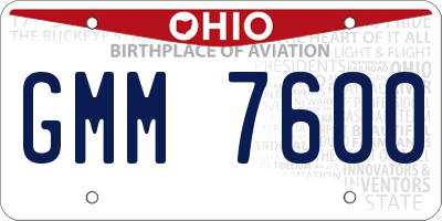 OH license plate GMM7600