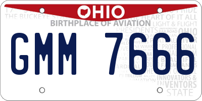 OH license plate GMM7666