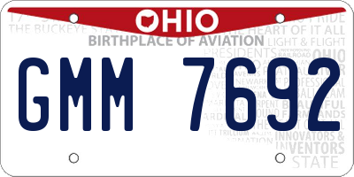 OH license plate GMM7692