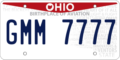OH license plate GMM7777