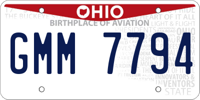 OH license plate GMM7794
