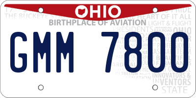 OH license plate GMM7800