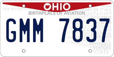 OH license plate GMM7837