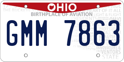 OH license plate GMM7863