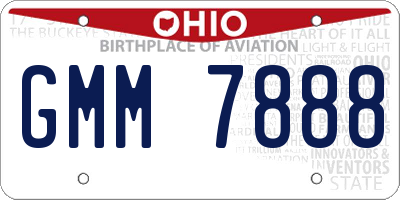 OH license plate GMM7888