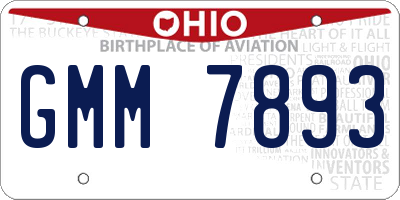 OH license plate GMM7893
