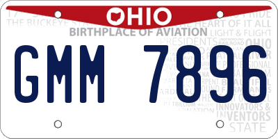 OH license plate GMM7896