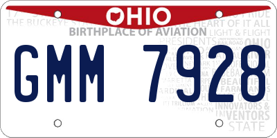 OH license plate GMM7928