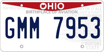 OH license plate GMM7953