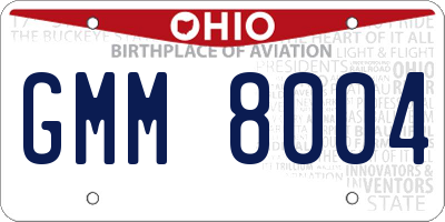 OH license plate GMM8004