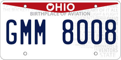 OH license plate GMM8008