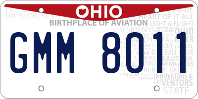 OH license plate GMM8011
