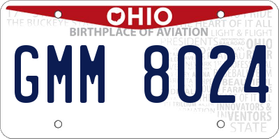 OH license plate GMM8024